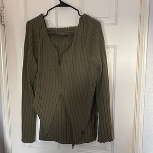 Olive Green Ribbed Sweater